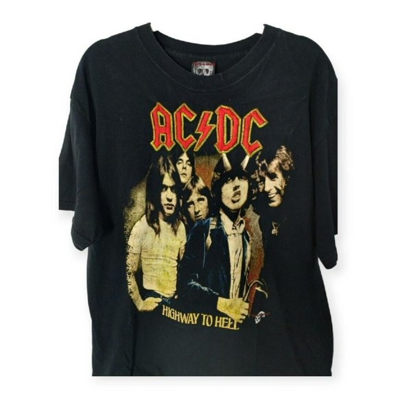 Vintage 90s ACDC Highway to Hell TShirt XL Crewneck Embroidered Double Sided Tee - Picture 13 of 16
